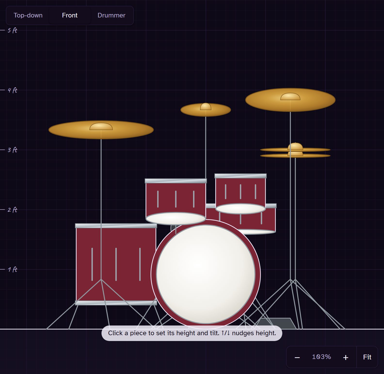 The front view of the kit with a height ruler.