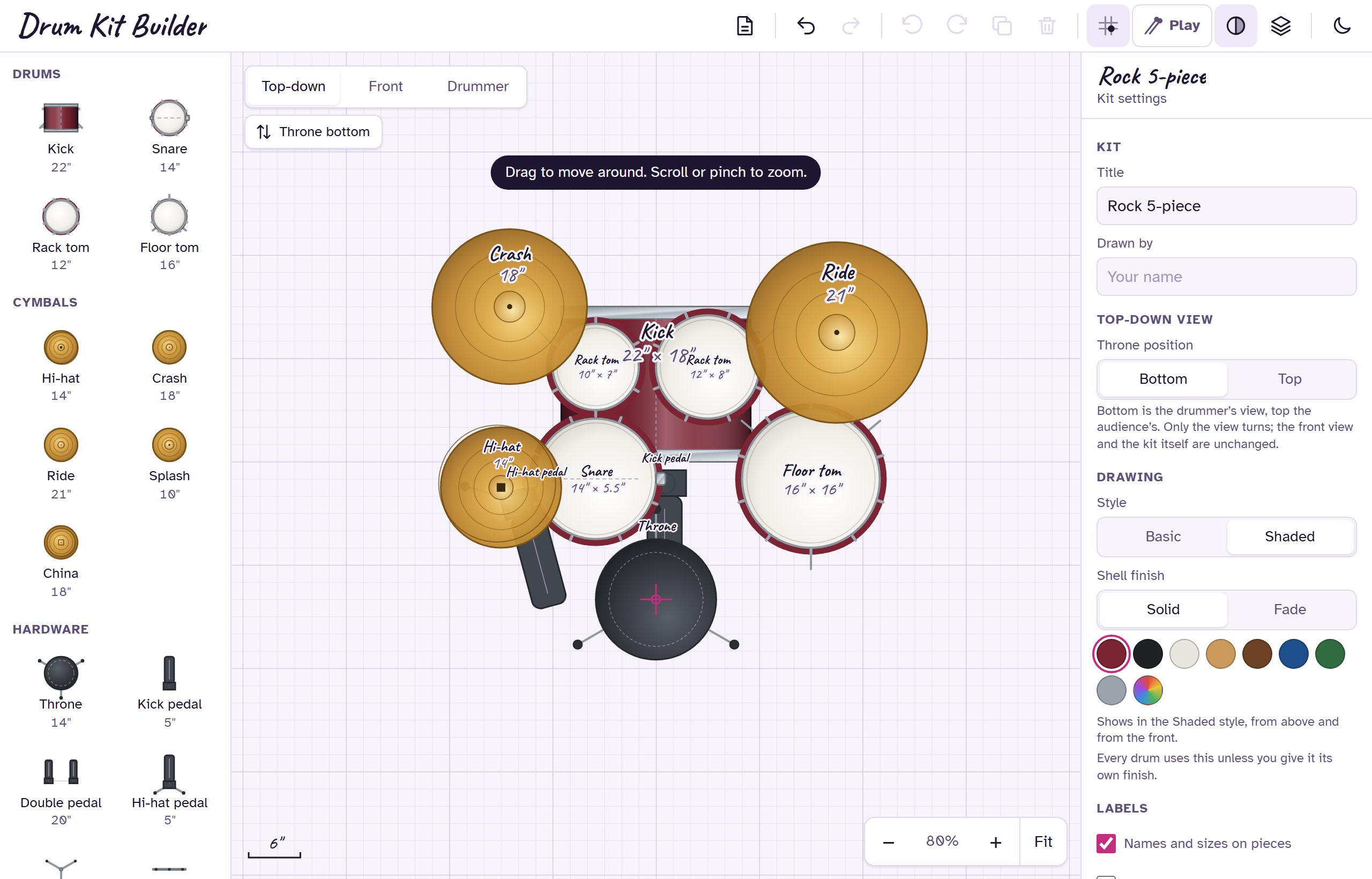 The app in its light theme, with lavender graph paper.